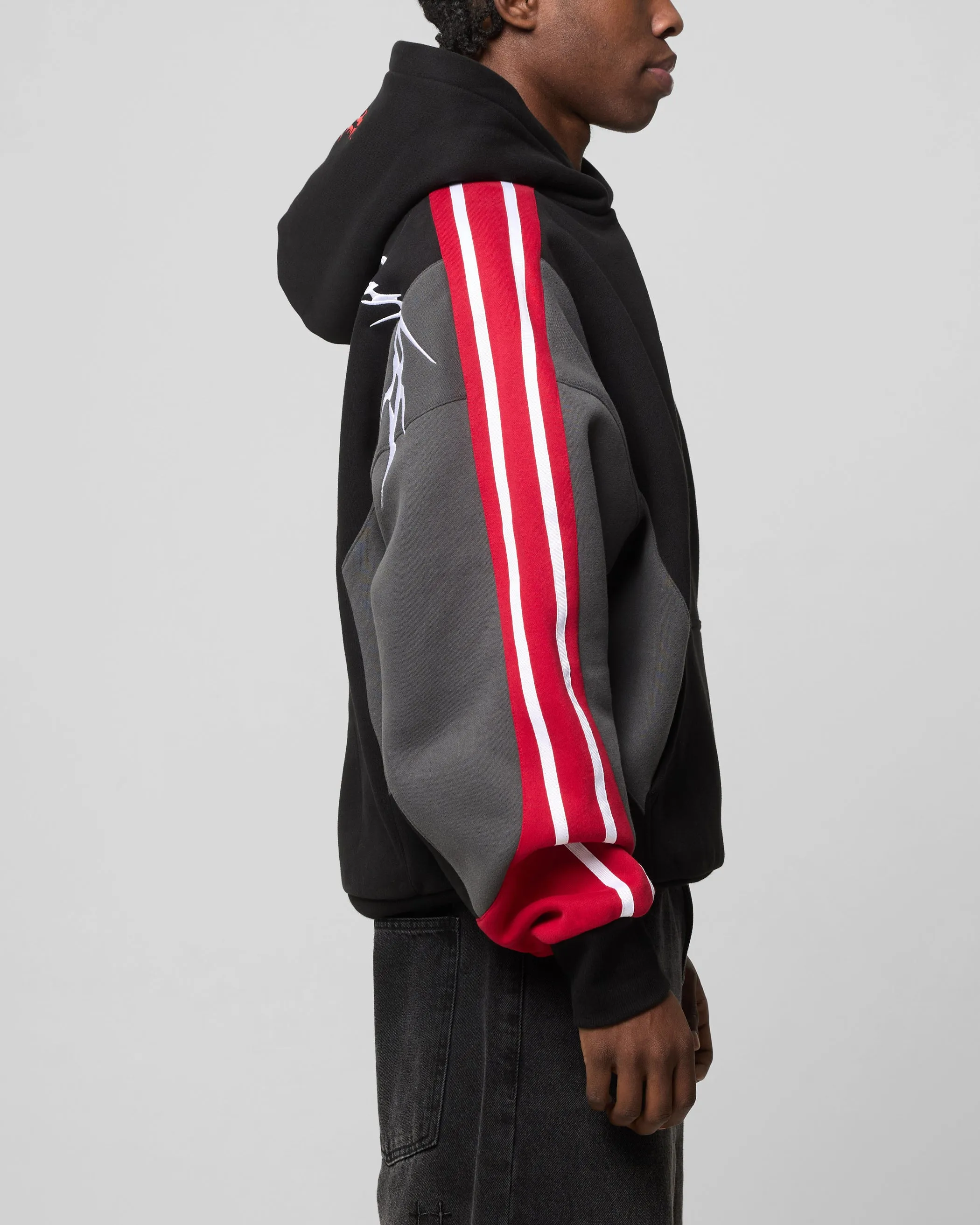 Loiter Hunter Patchwork Hoodie Black/Red