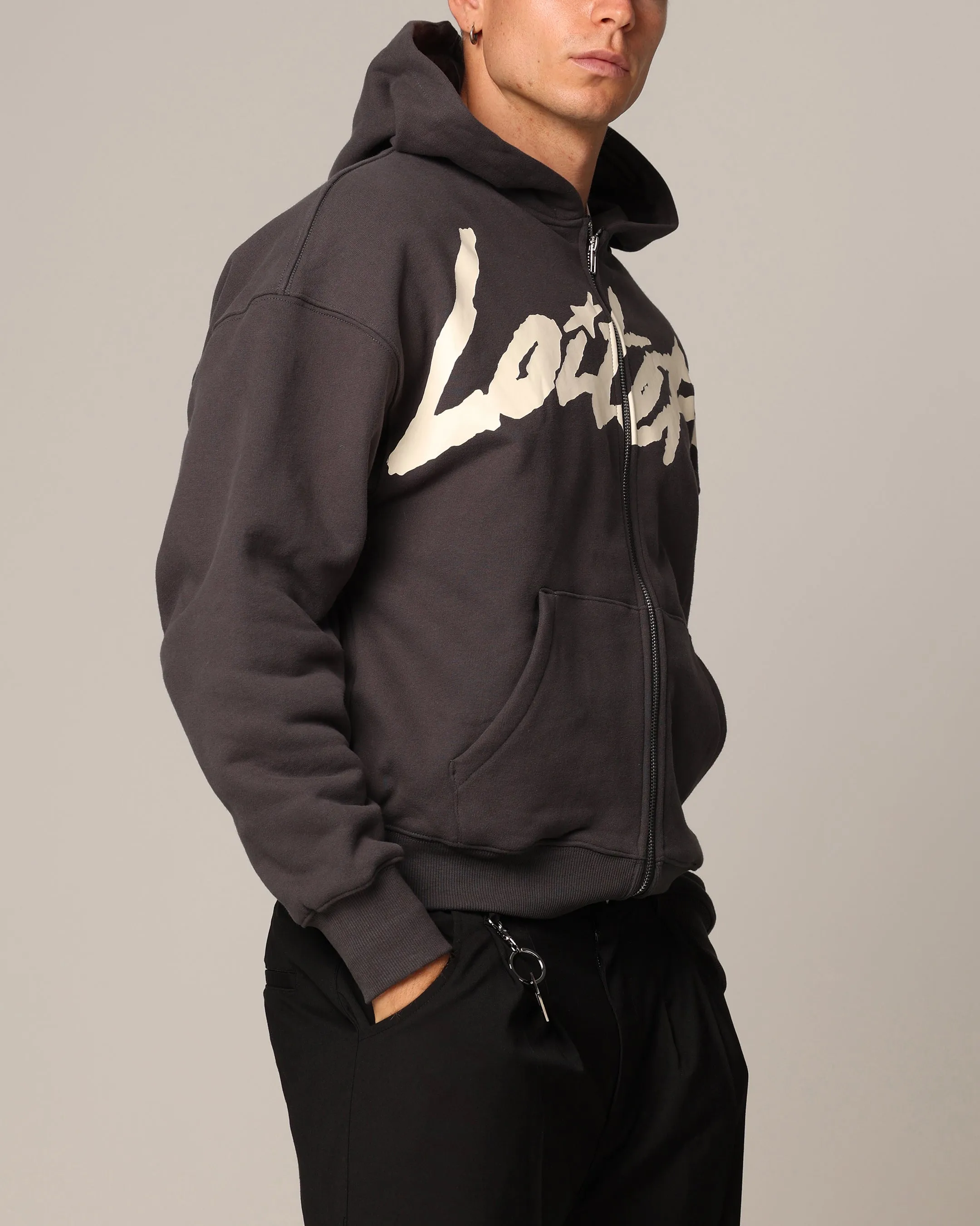 Loiter Spider Zip Hoodie Charcoal