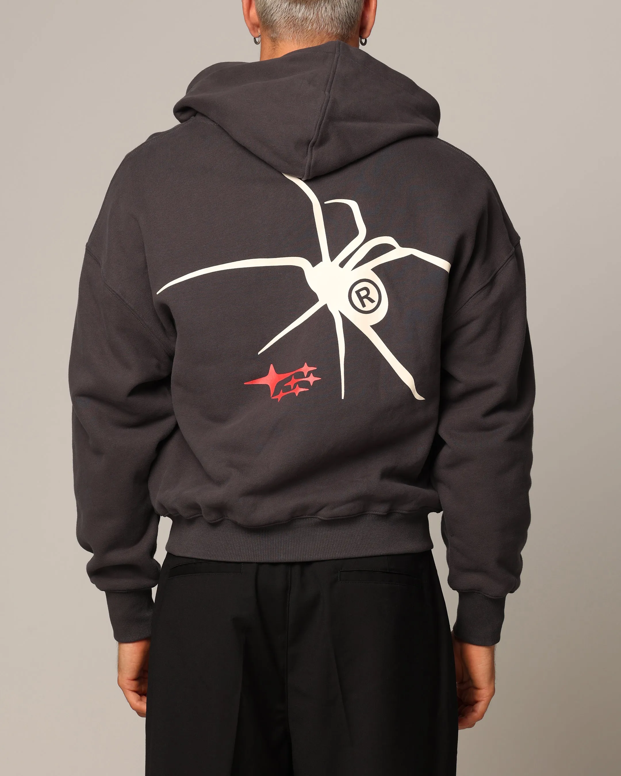 Loiter Spider Zip Hoodie Charcoal