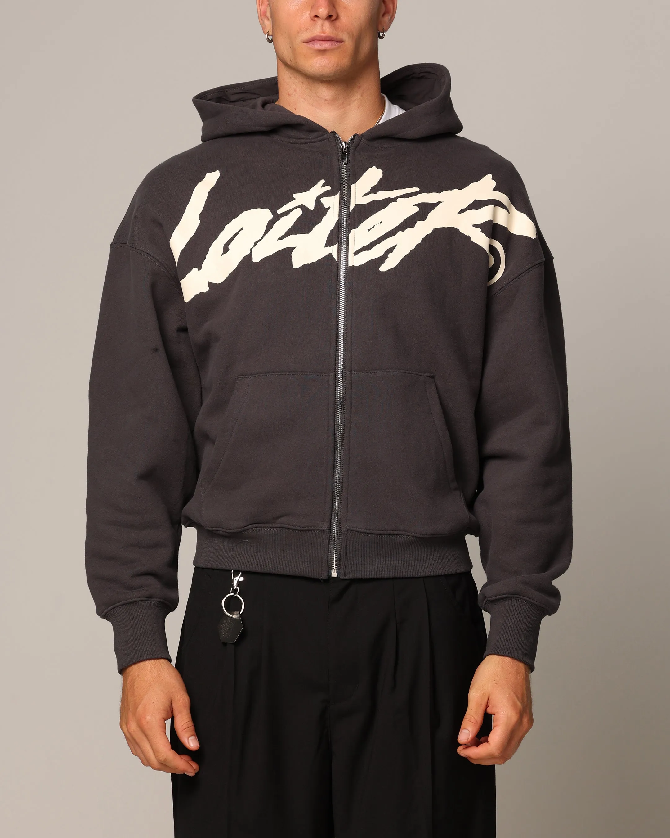 Loiter Spider Zip Hoodie Charcoal