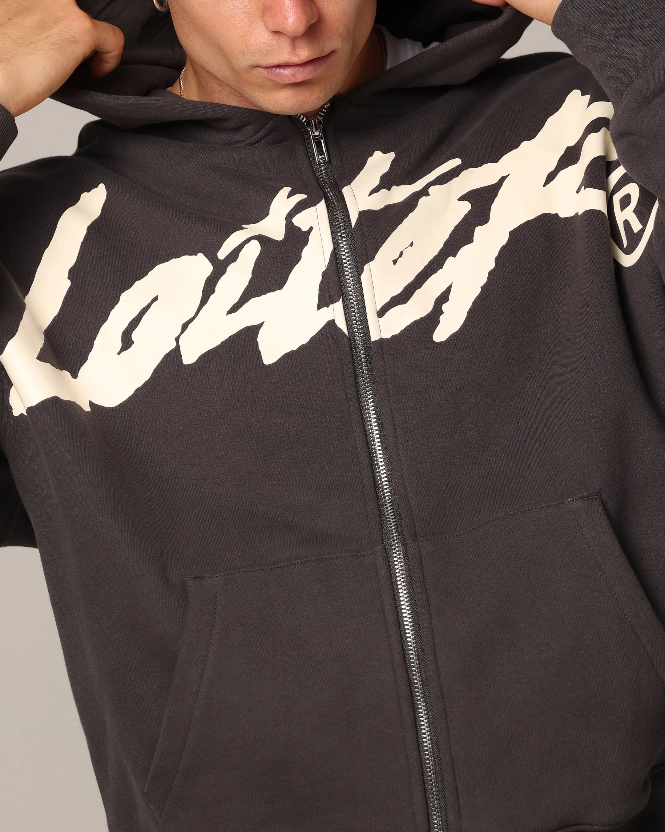 Loiter Spider Zip Hoodie Charcoal