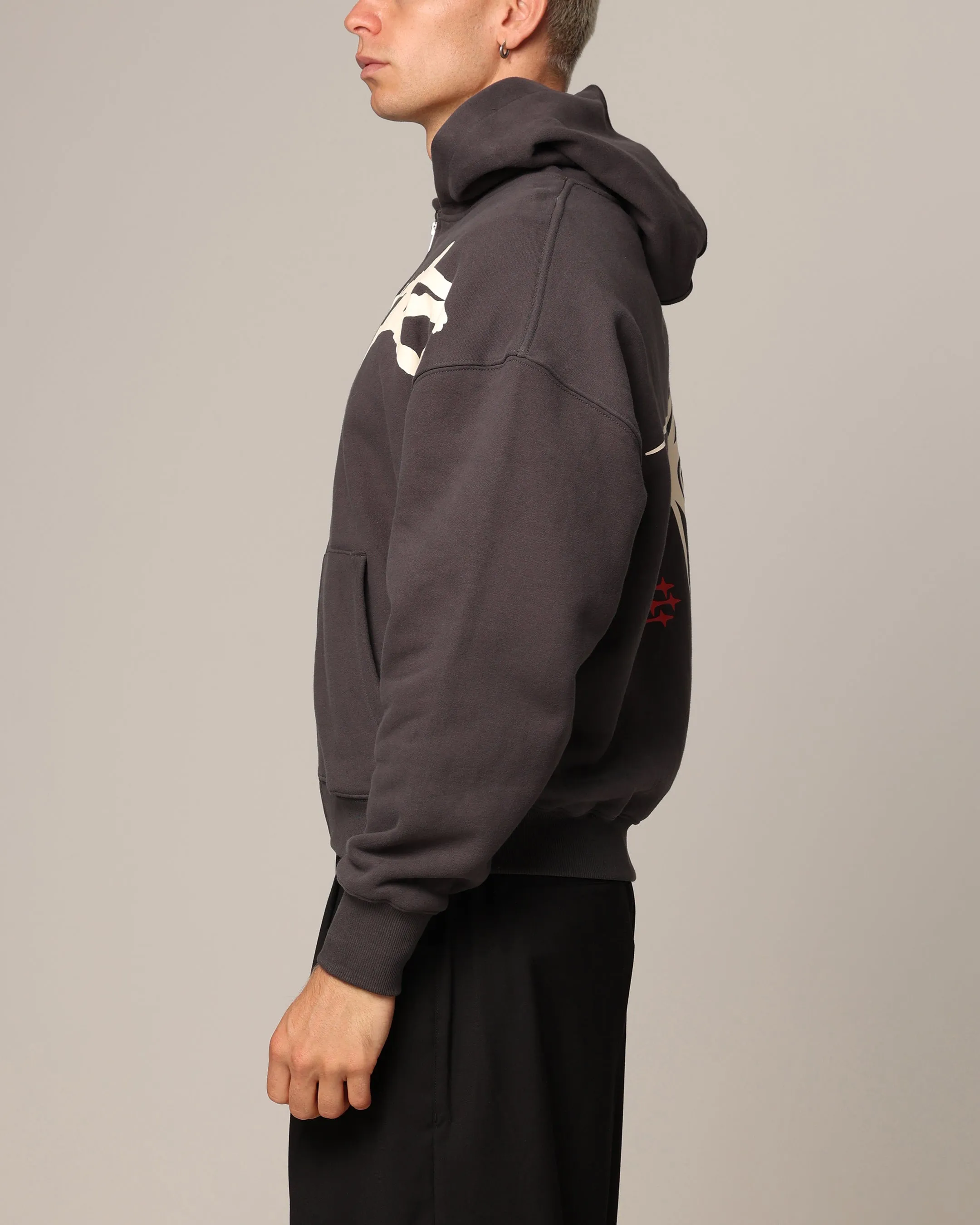 Loiter Spider Zip Hoodie Charcoal