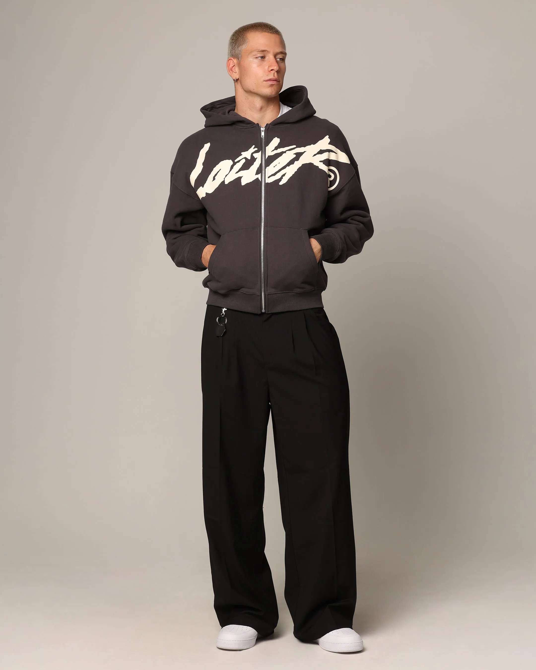 Loiter Spider Zip Hoodie Charcoal