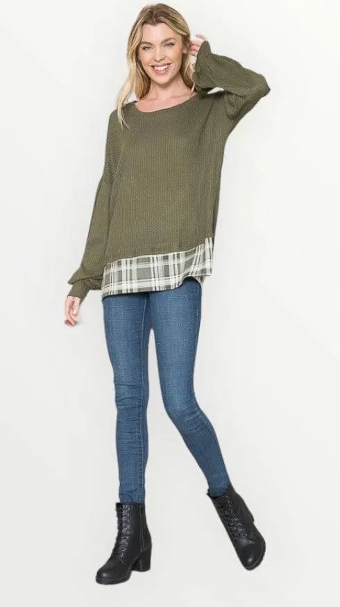 Loose fit balloon sleeve knit tunic top