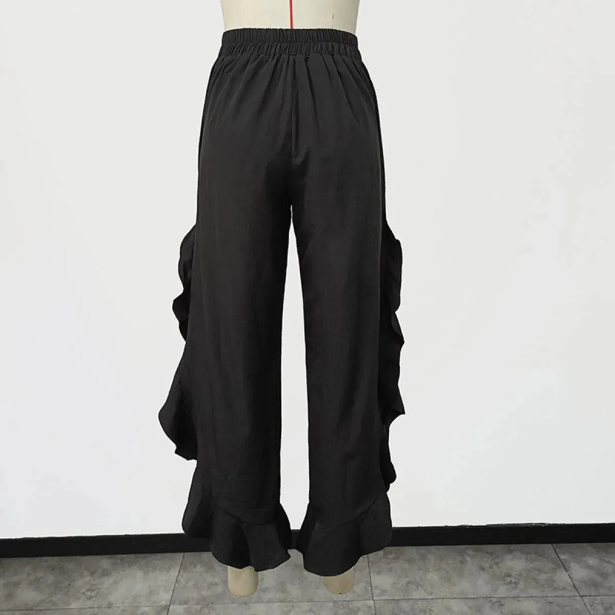 Loose High Waist Ruffles Wide-Leg Pants