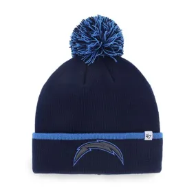 Los Angeles Chargers 47 Brand Navy Blue Baraka Knit Cuffed Poofball Beanie Hat Cap