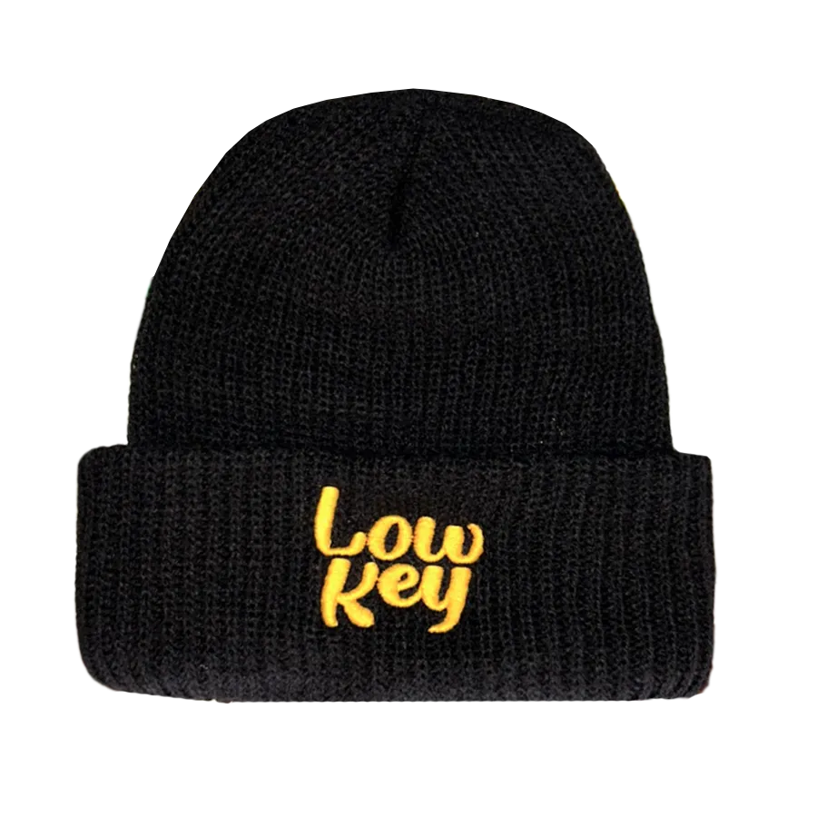 Low Key Stacked Logo - Black Beanie