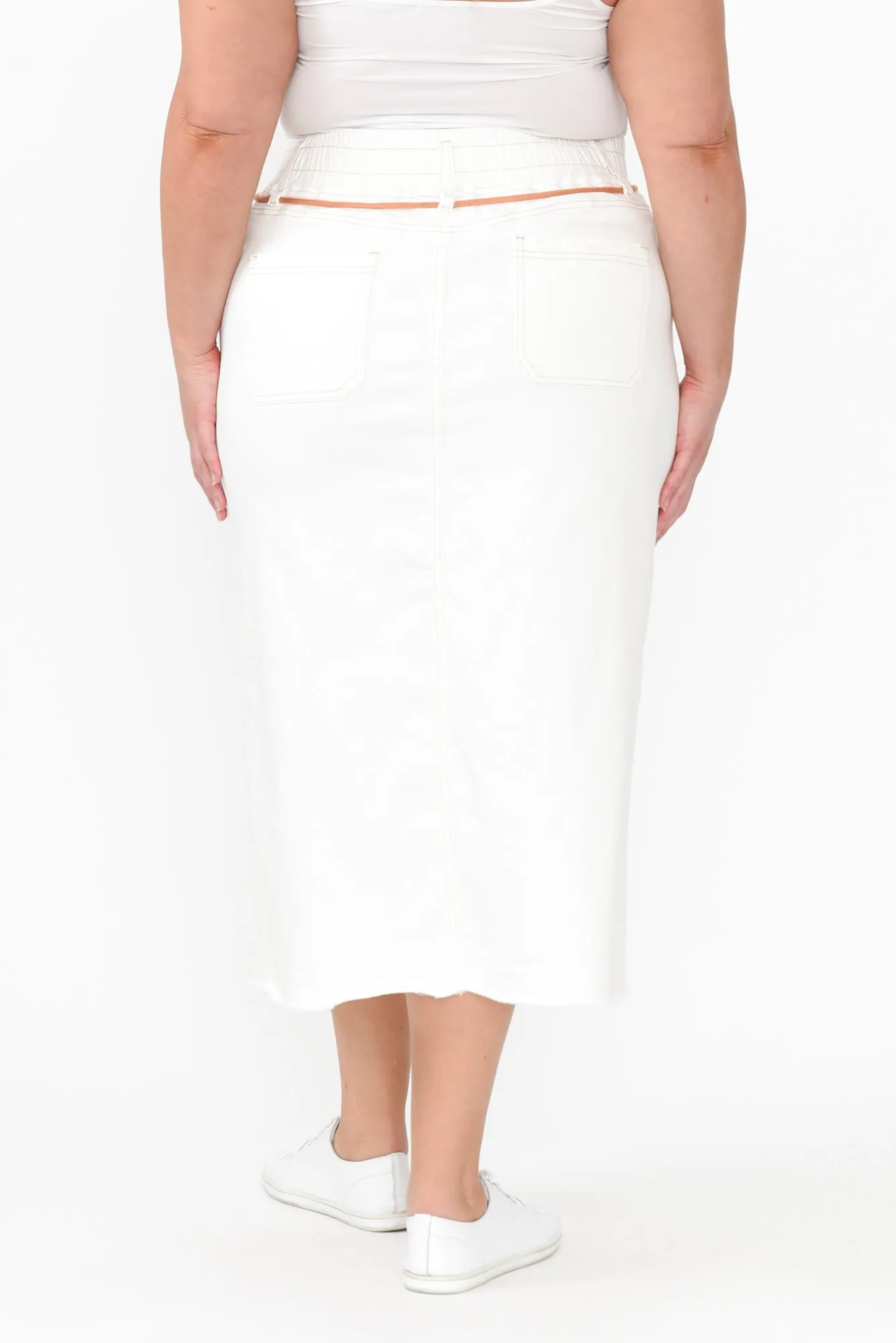 Lusia Ivory Denim Tie Skirt