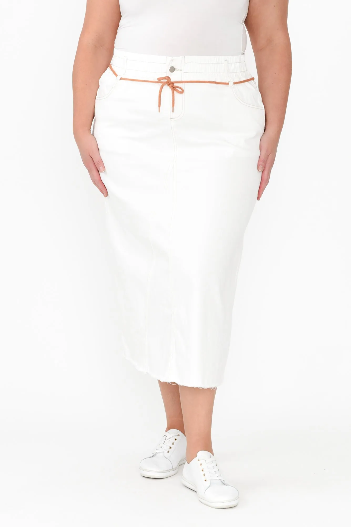 Lusia Ivory Denim Tie Skirt