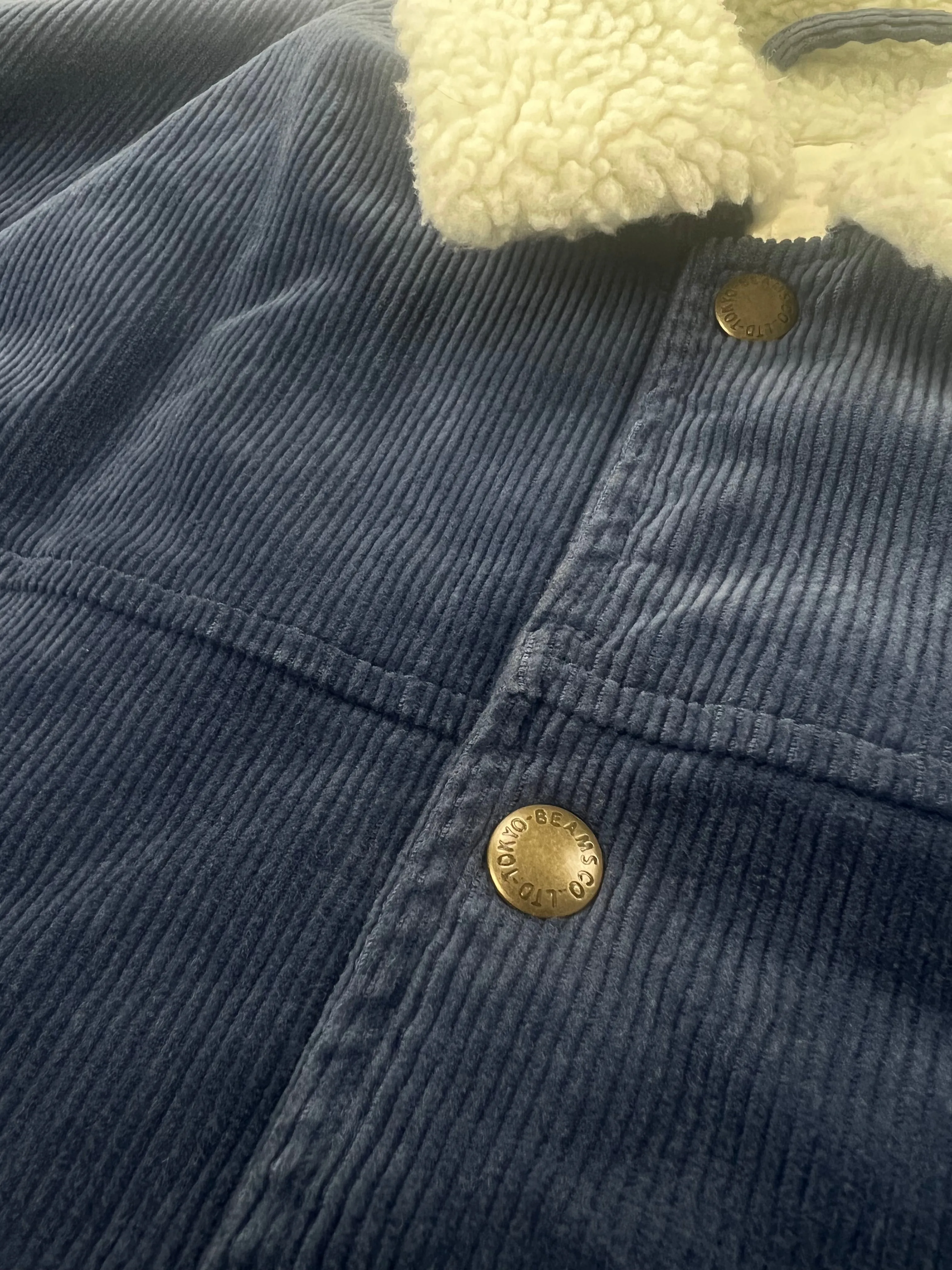 [M, XL] Corduroy Shearling Coach Jacket