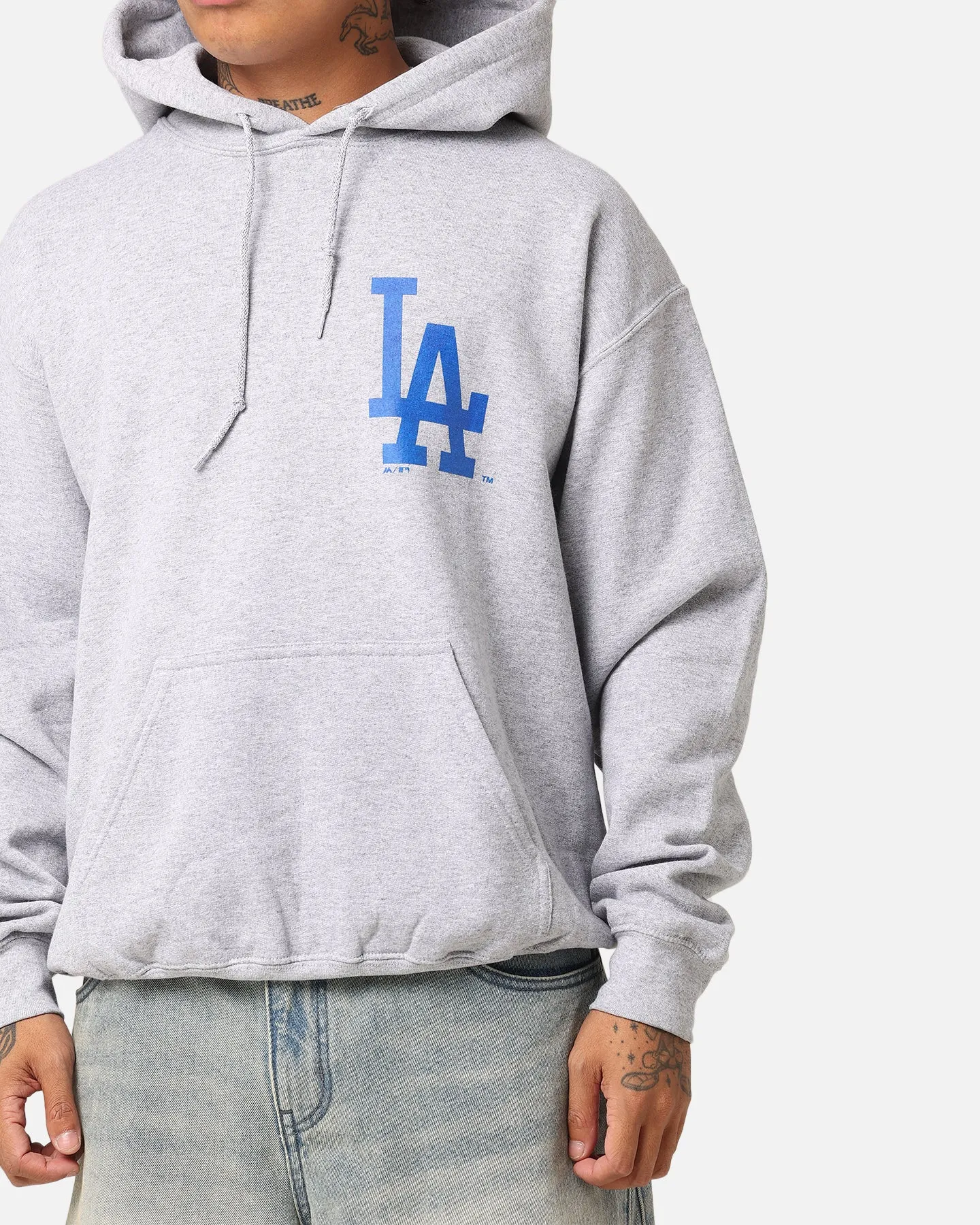 Majestic Athletic Los Angeles Dodgers Wordmark Arch Hoodie Grey