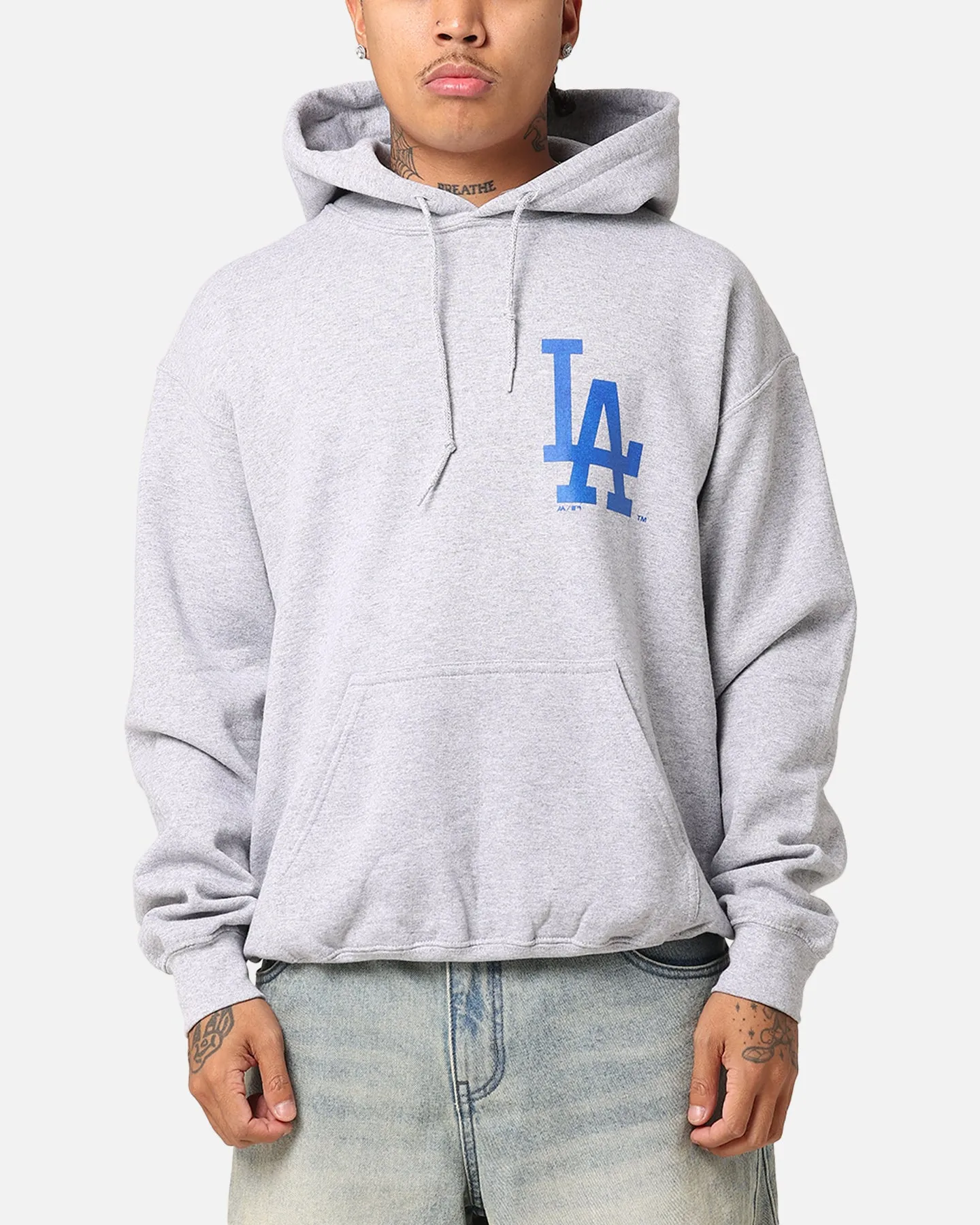 Majestic Athletic Los Angeles Dodgers Wordmark Arch Hoodie Grey