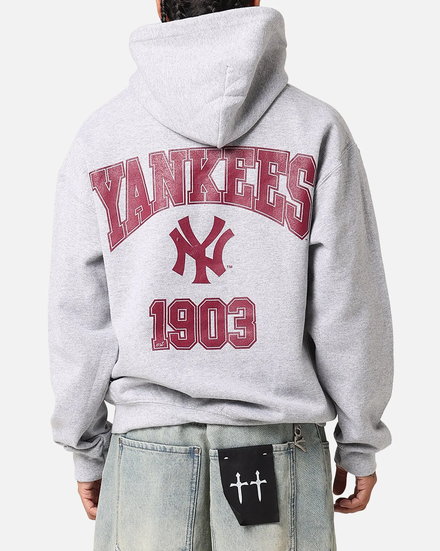 Majestic Athletic New York Yankees Wordmark Arch Hoodie Grey