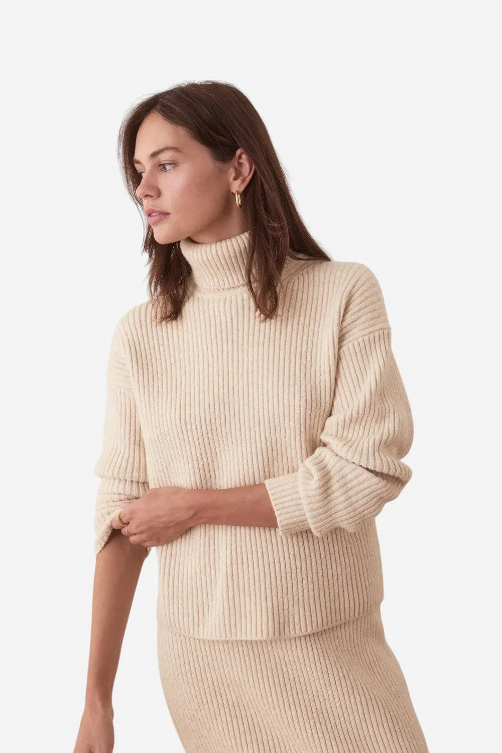 Marine Layer Isla Knit Turtleneck in Cream