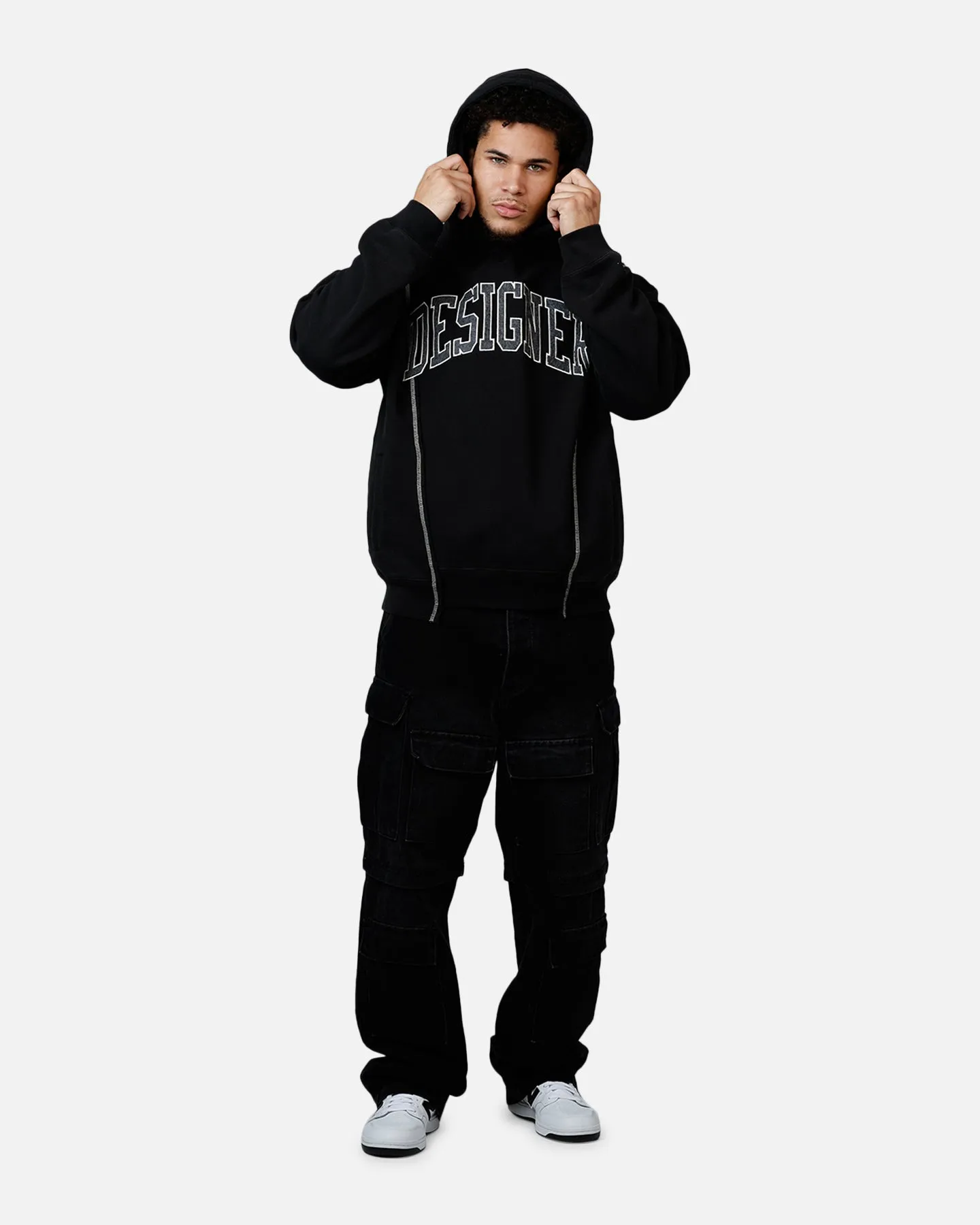 Market Designer Split Hoodie Washed Black