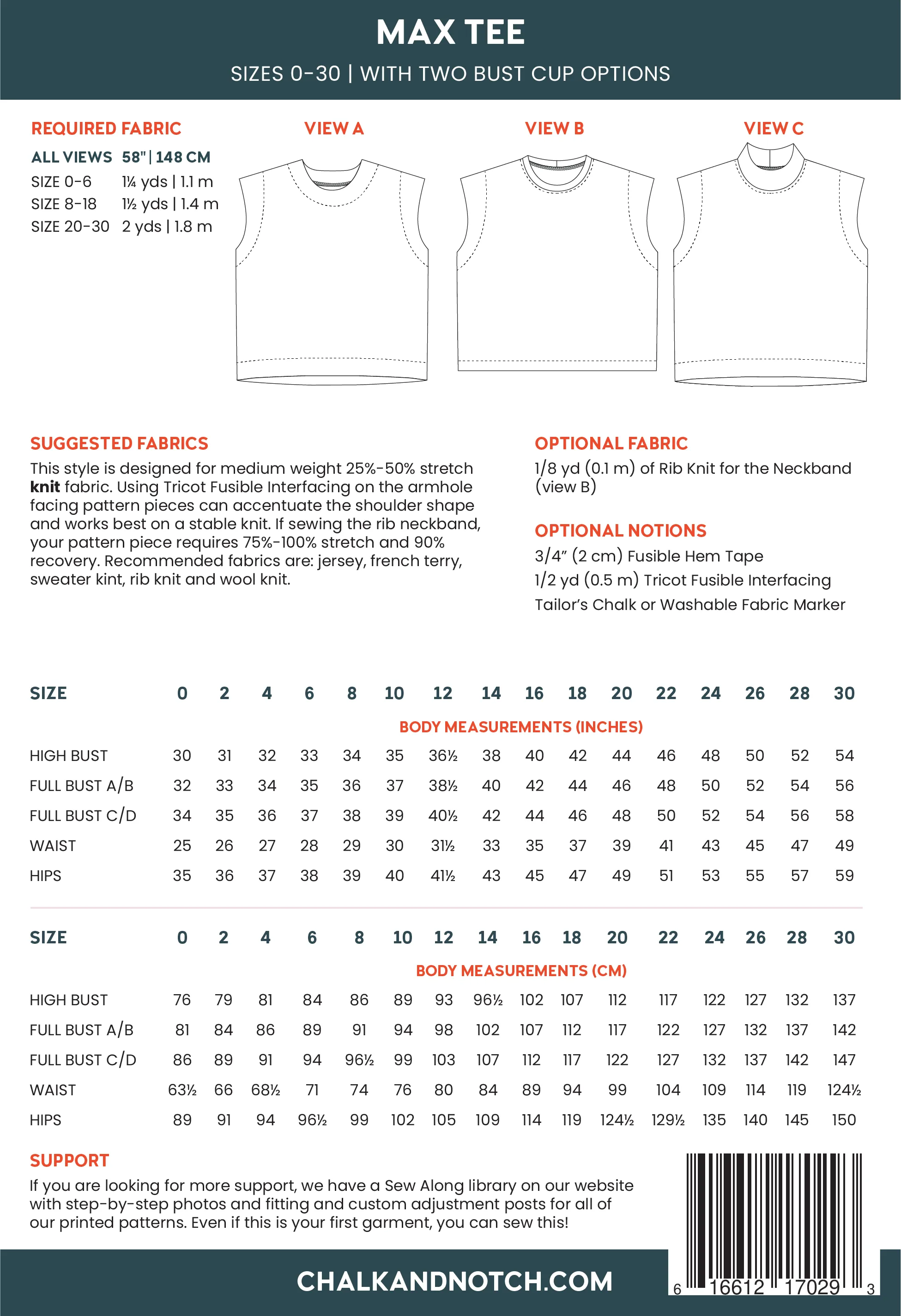 Max Tee - Sewing Pattern | Chalk and Notch Patterns