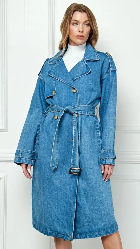 Med Denim Trench Coat