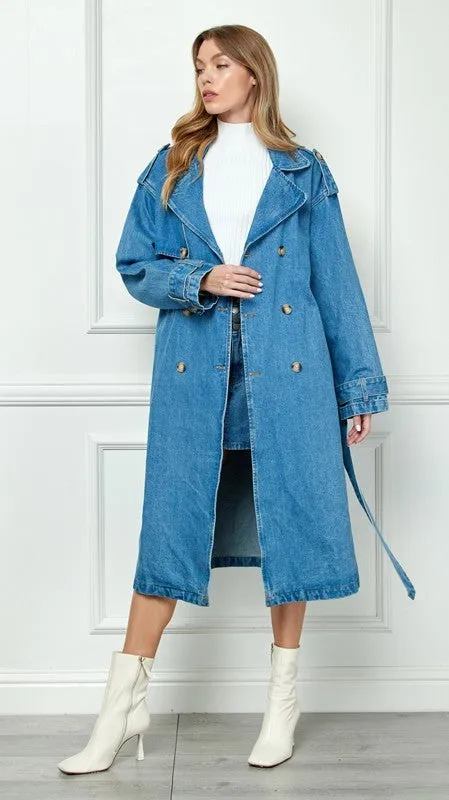 Med Denim Trench Coat