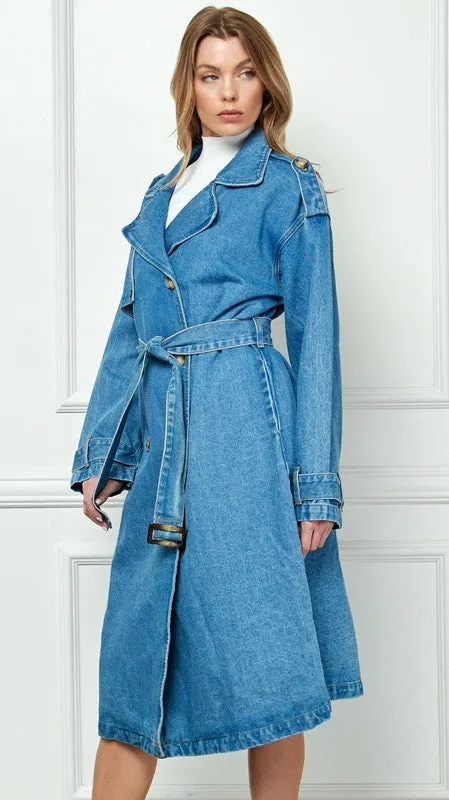 Med Denim Trench Coat