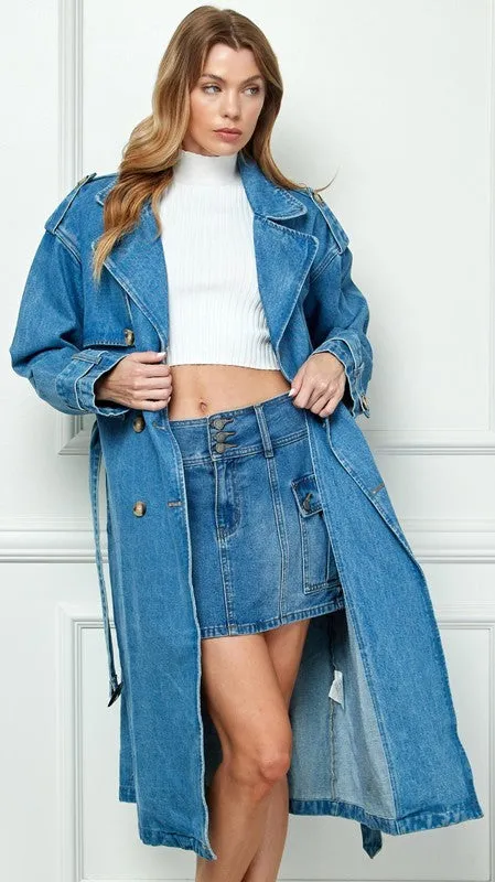 Med Denim Trench Coat