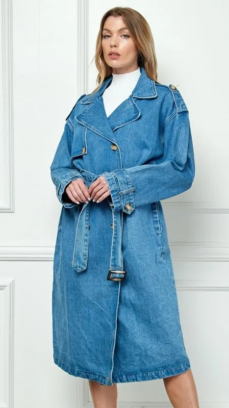 Med Denim Trench Coat