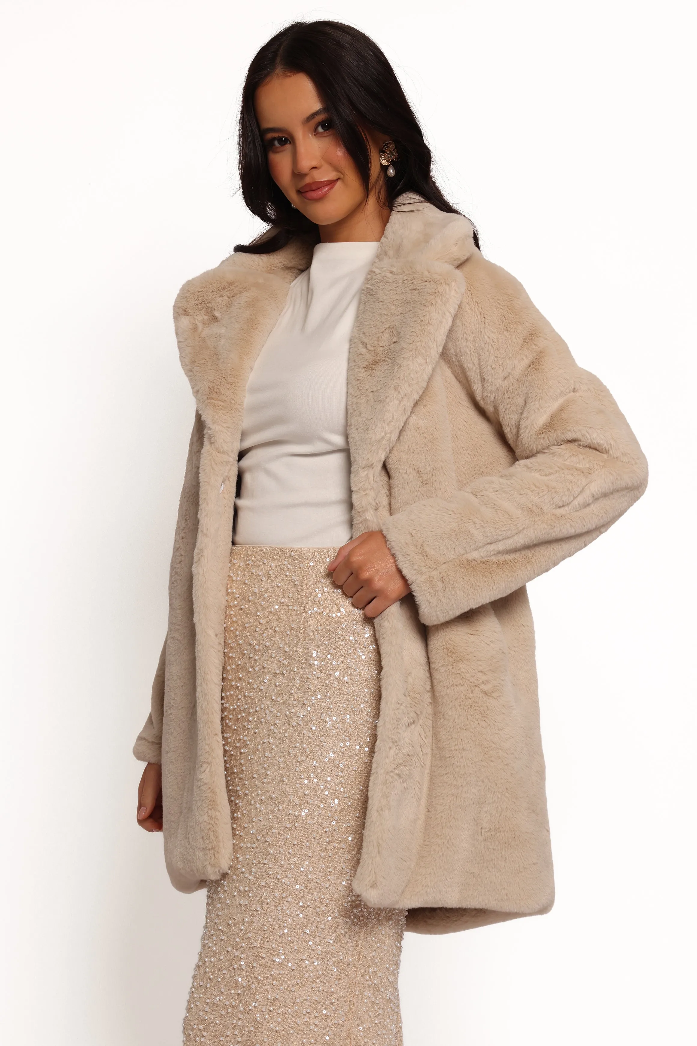 Meeka Faux Fur Jacket - Beige