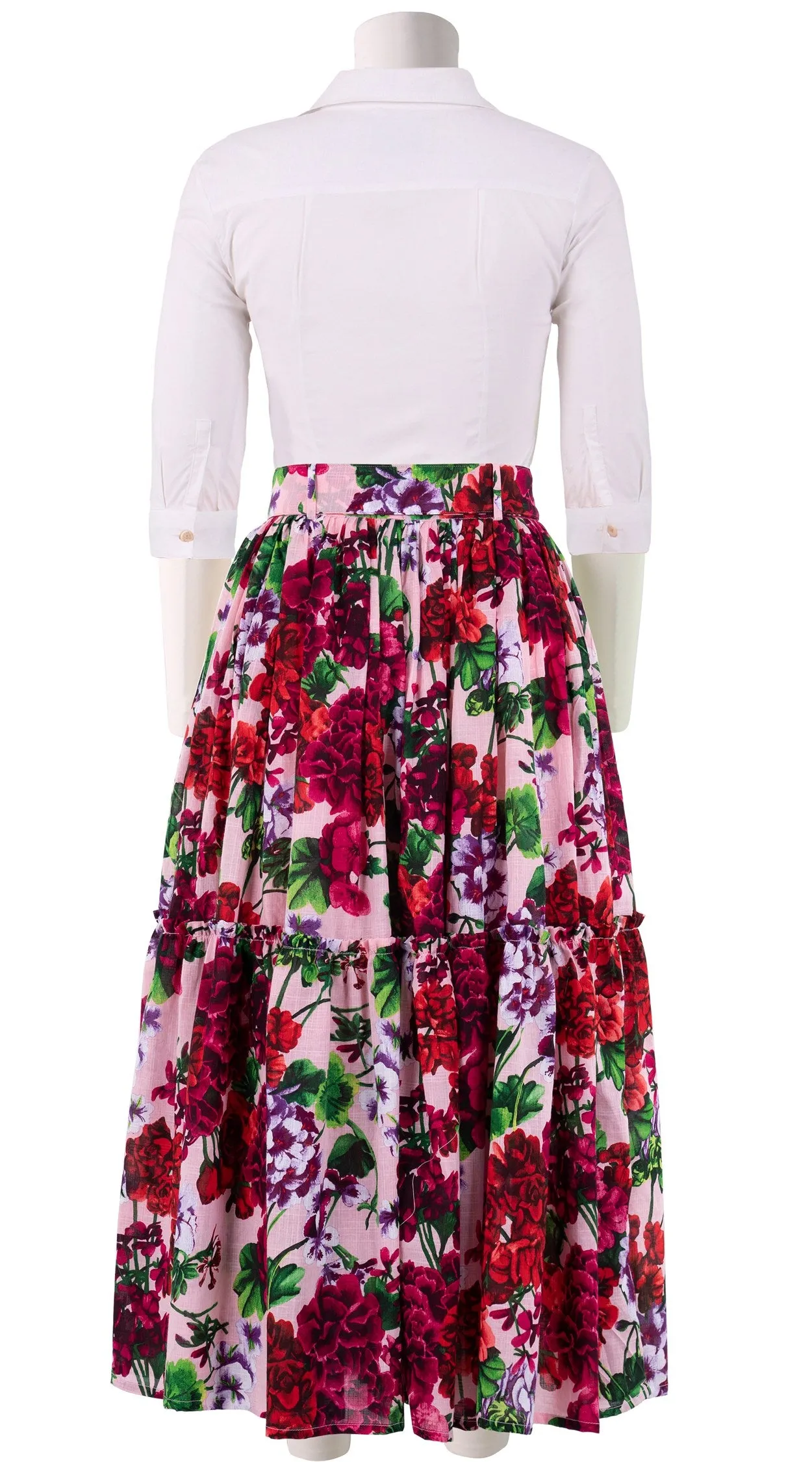 Melanie Skirt #1 Midi Plus Length Cotton Musola (Bougainvillea Blossom Small)