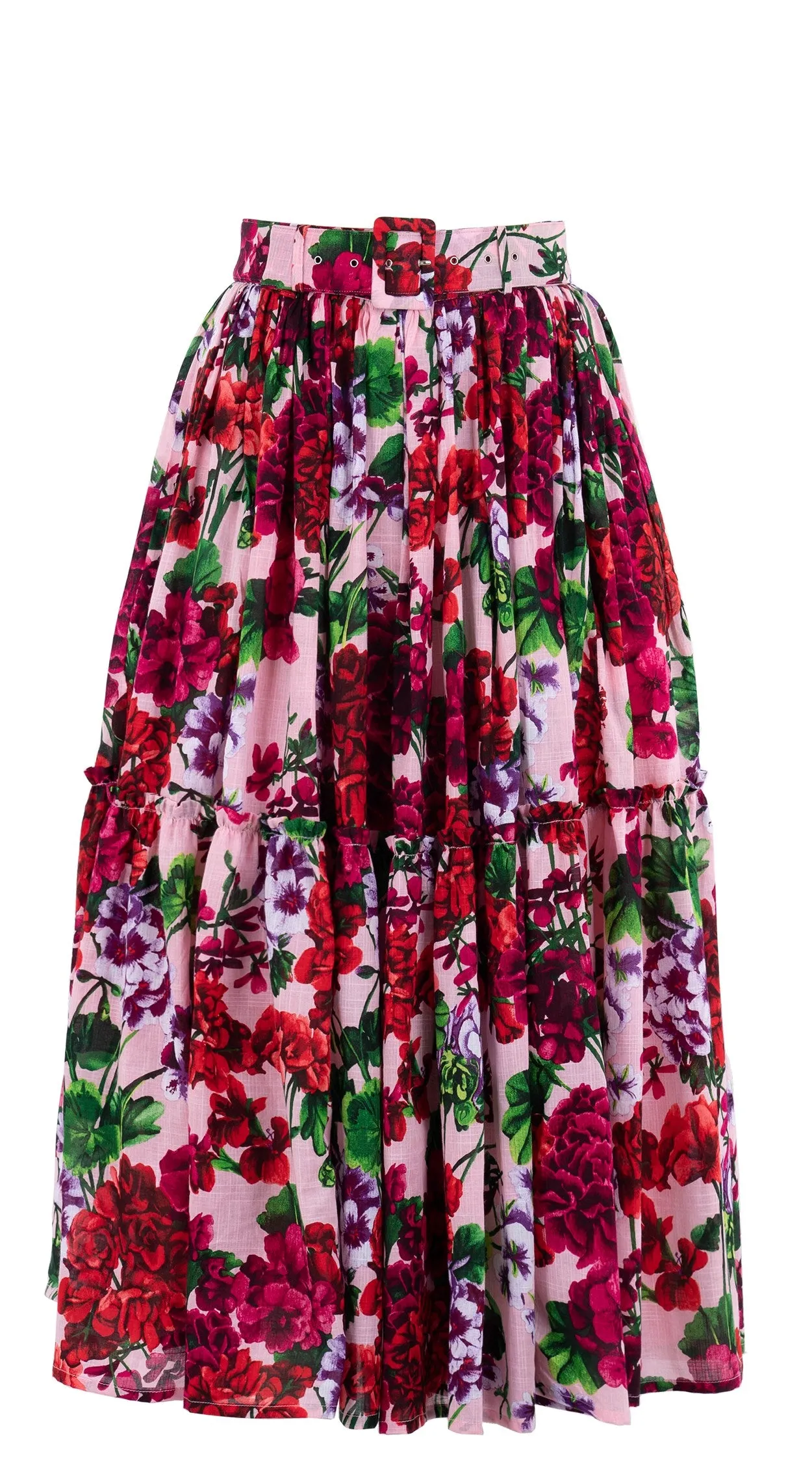 Melanie Skirt #1 Midi Plus Length Cotton Musola (Bougainvillea Blossom Small)