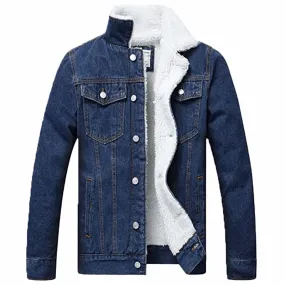 Men's Blue Sherpa Denim Jacket