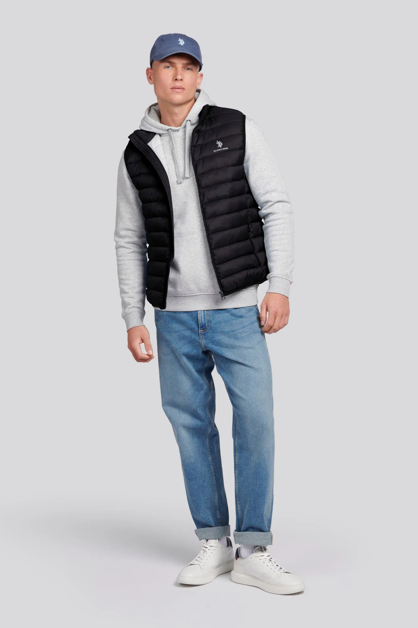 Mens Bound Quilted Gilet in Black Bright White DHM