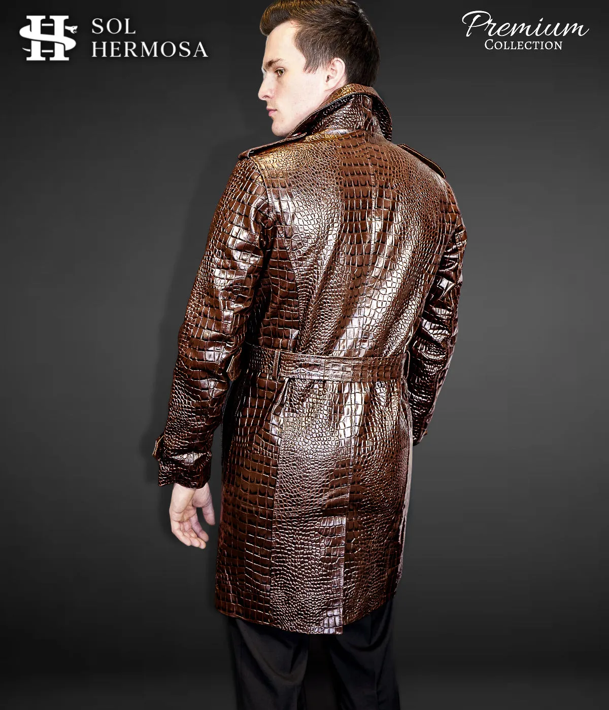 Men's Leather Trench Coat - Zeus