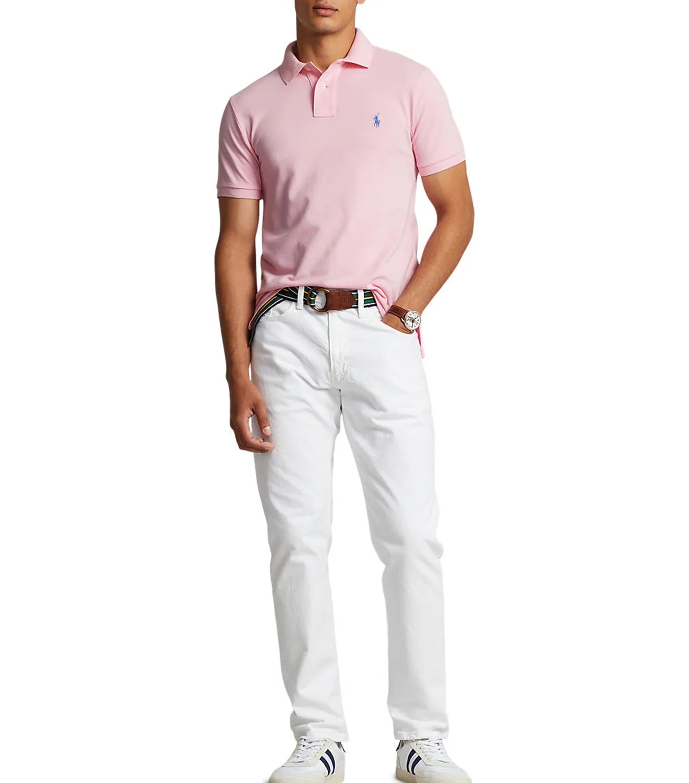 Men's Slim Fit Mesh Polo Shirt Carmel Pink