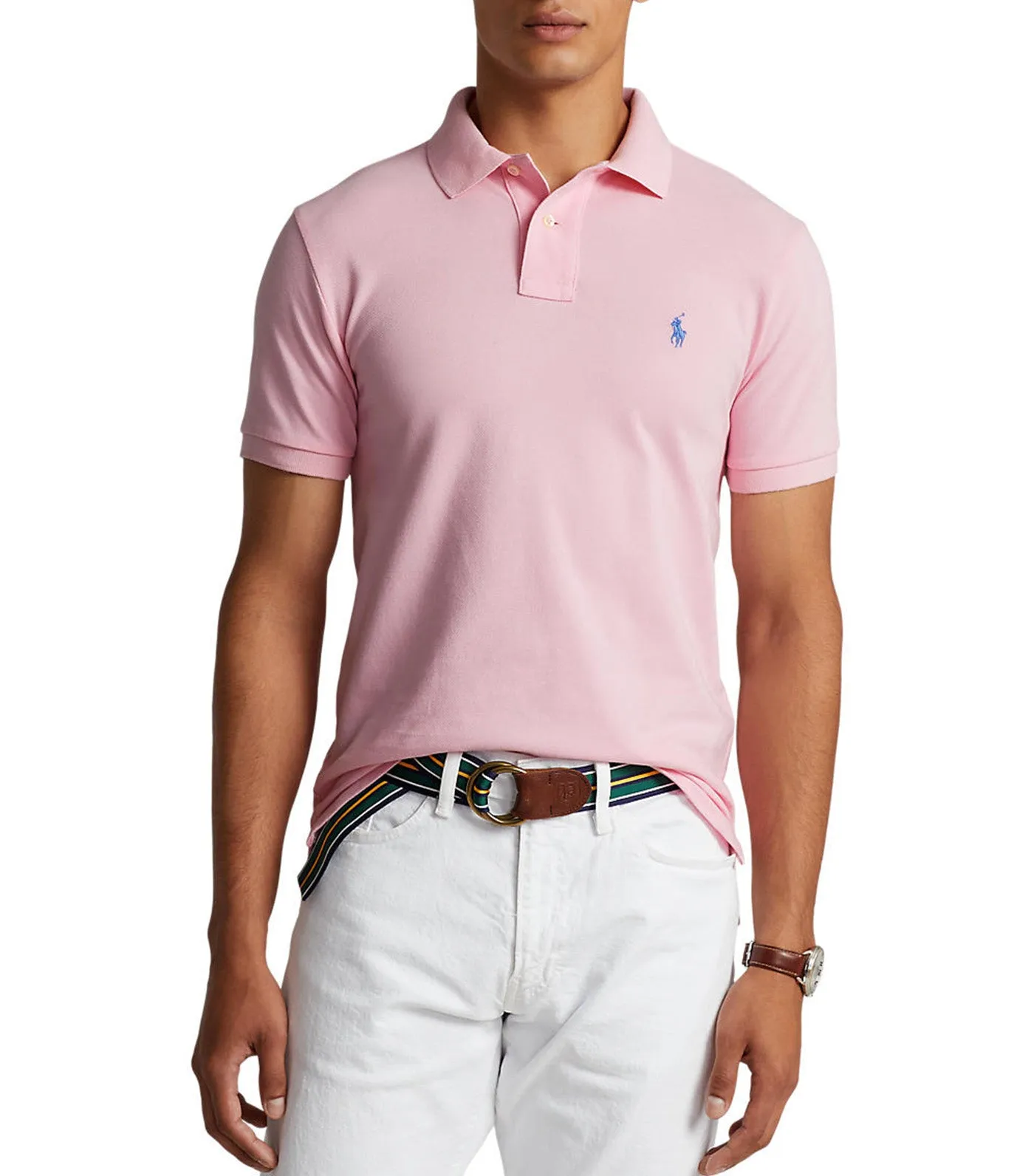 Men's Slim Fit Mesh Polo Shirt Carmel Pink