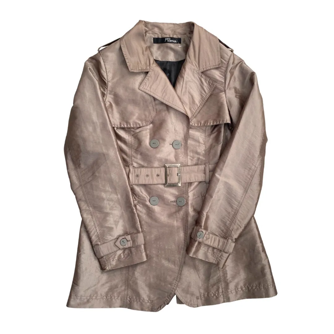 Metallic Lightweight Trench Coat Taupe SIZE 14