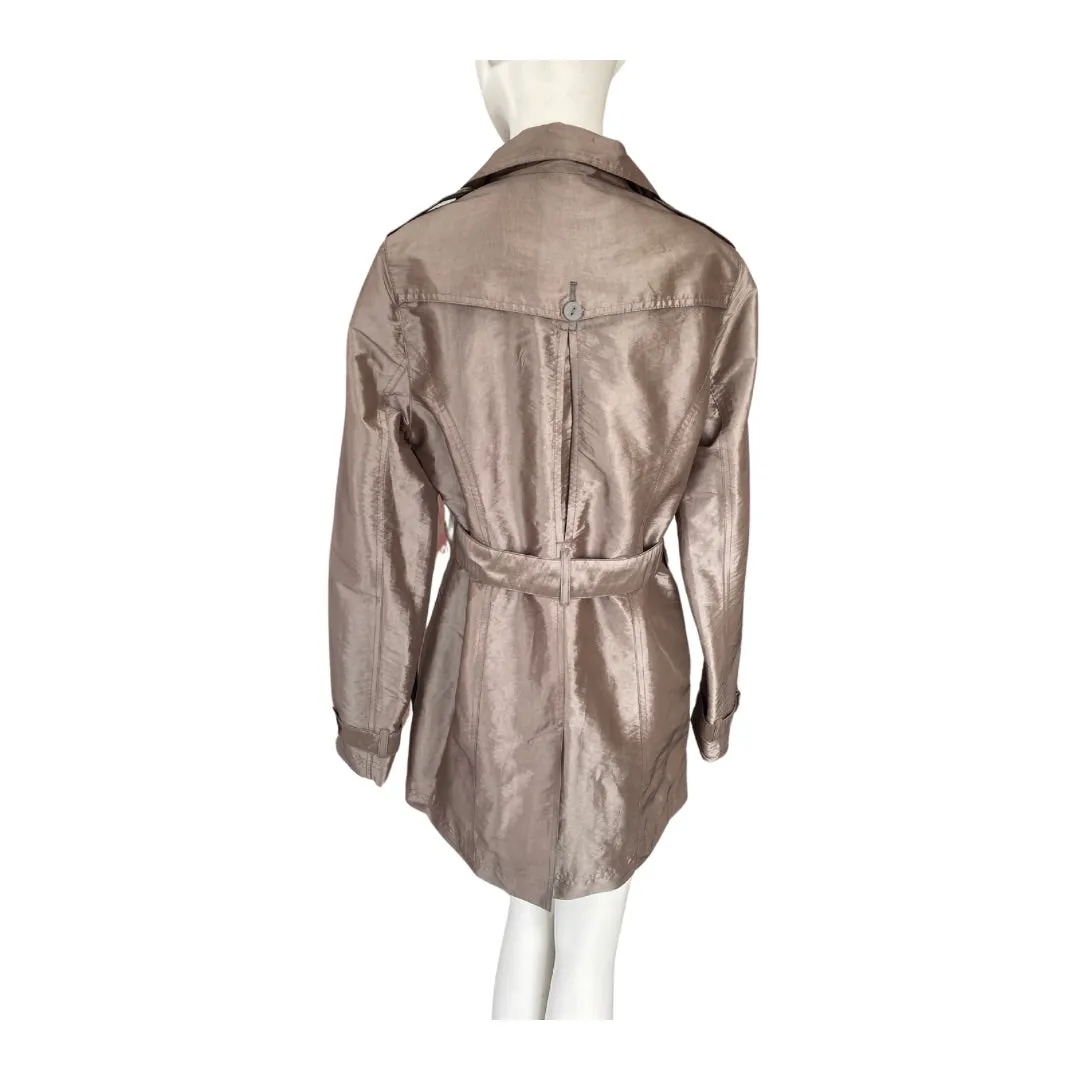 Metallic Lightweight Trench Coat Taupe SIZE 14