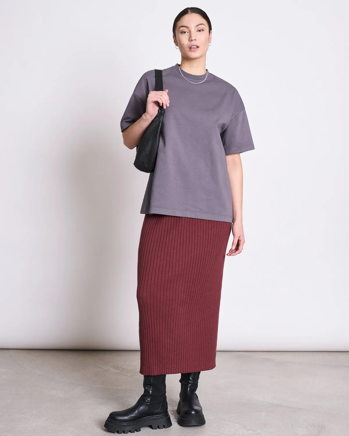 MIDI KNIT SKIRT EBBA INTENSE RUST GOTS