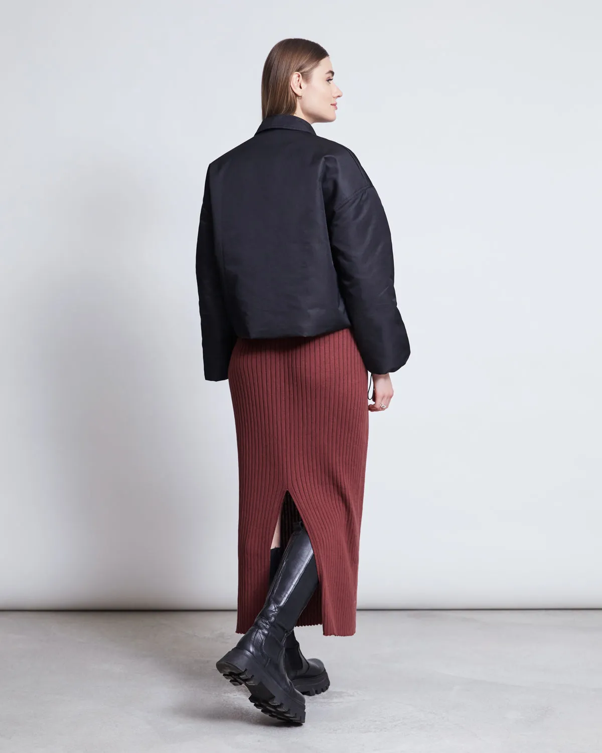 MIDI KNIT SKIRT EBBA INTENSE RUST GOTS