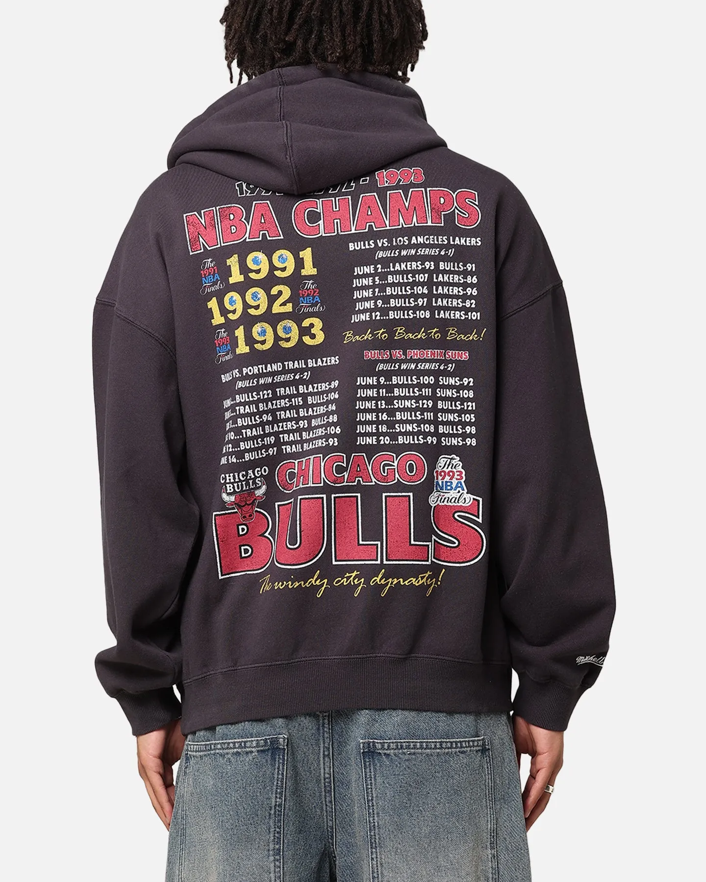 Mitchell & Ness Chicago Bulls Finals Champion Hoodie Overdyed Black