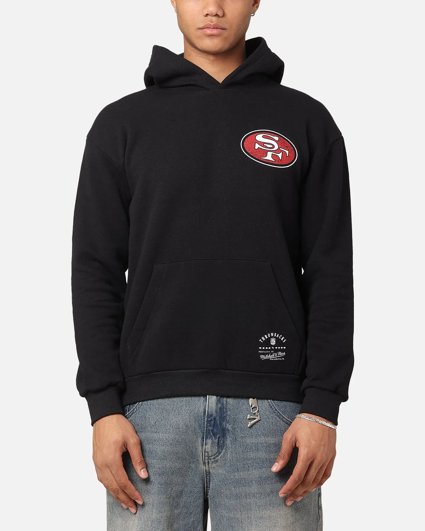 Mitchell & Ness San Francisco 49ers Flames Hoodie Faded Black