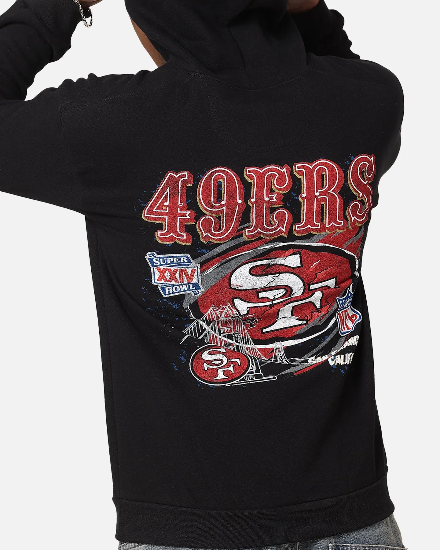 Mitchell & Ness San Francisco 49ers Flames Hoodie Faded Black