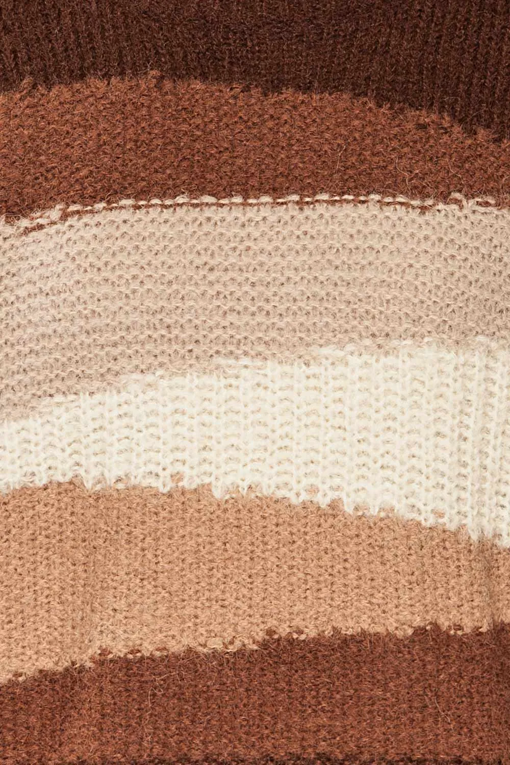 Mogilno Brown | Asymetrical Striped Pattern Knit Sweater