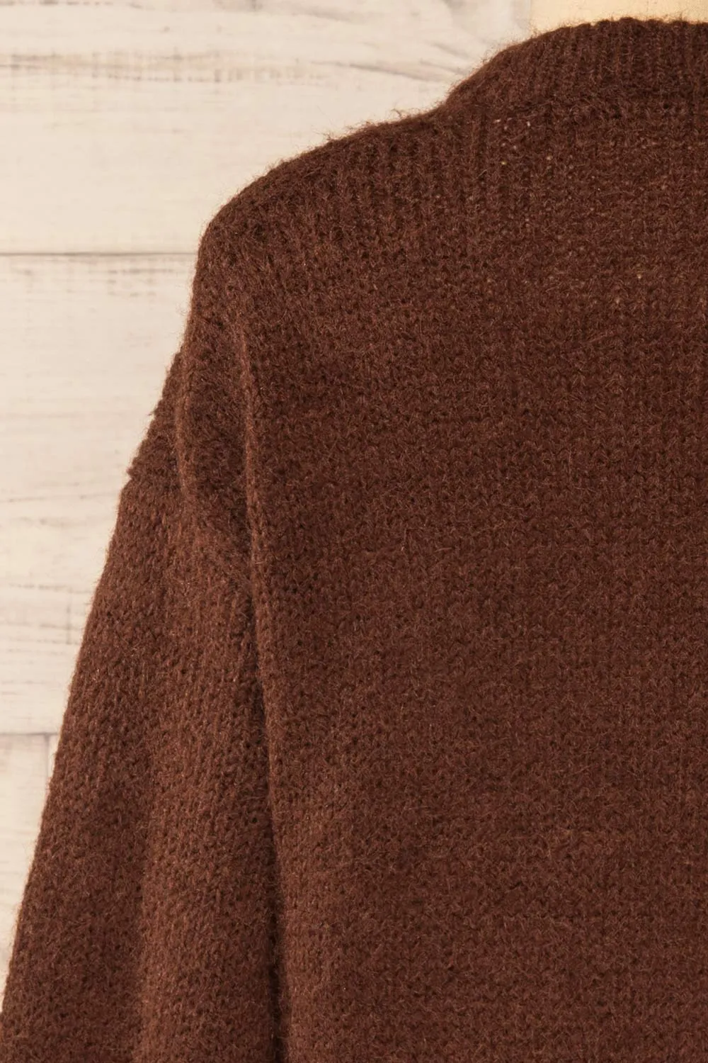 Mogilno Brown | Asymetrical Striped Pattern Knit Sweater