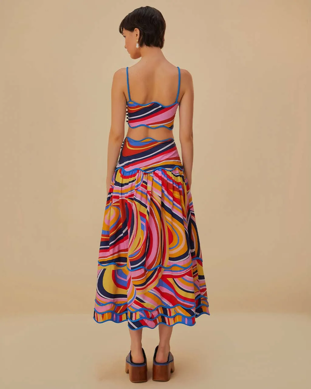 Multicolor Waves Midi Skirt