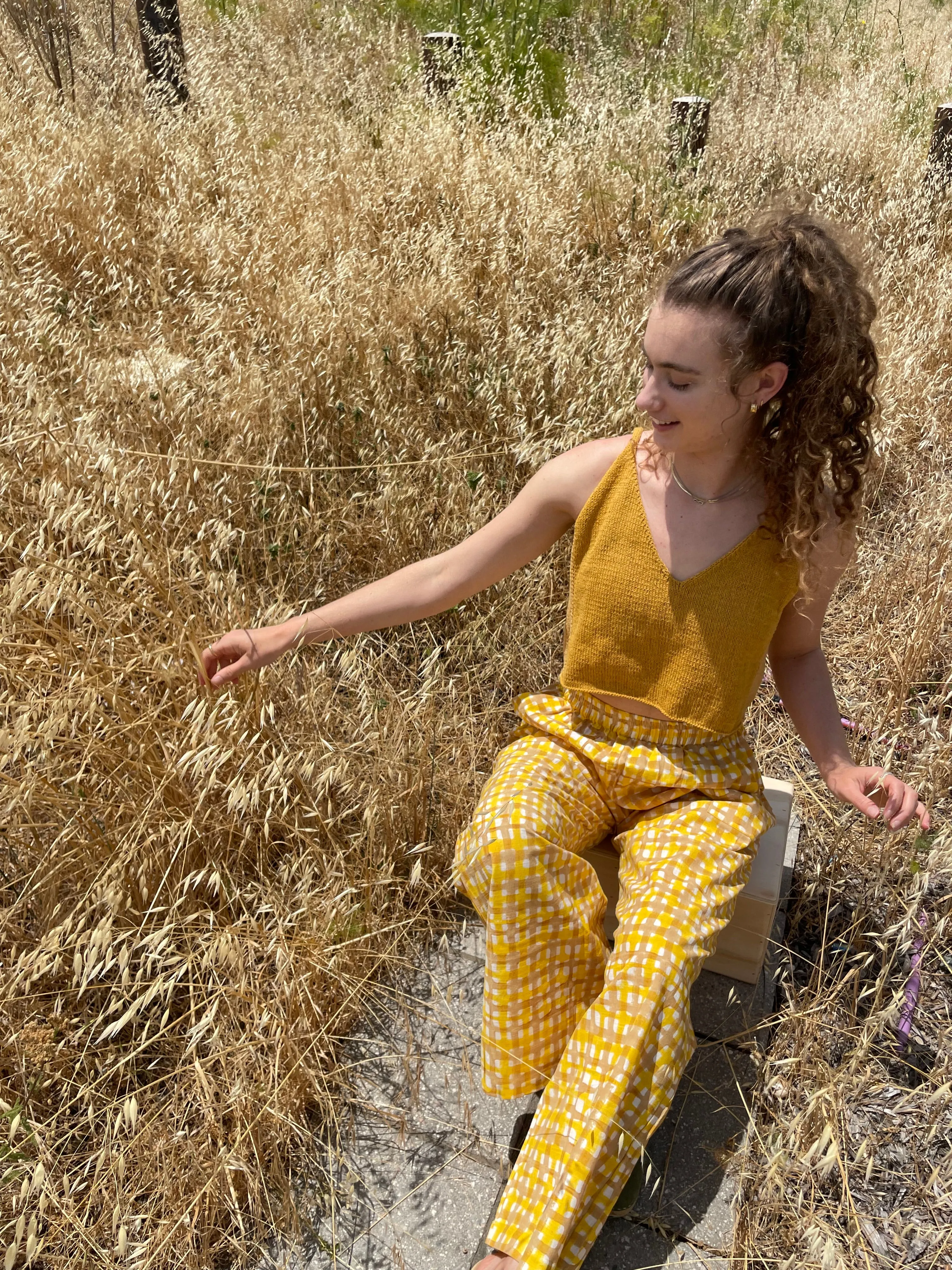 Mustard Tank Top, Hand Knit & Natural Dyes