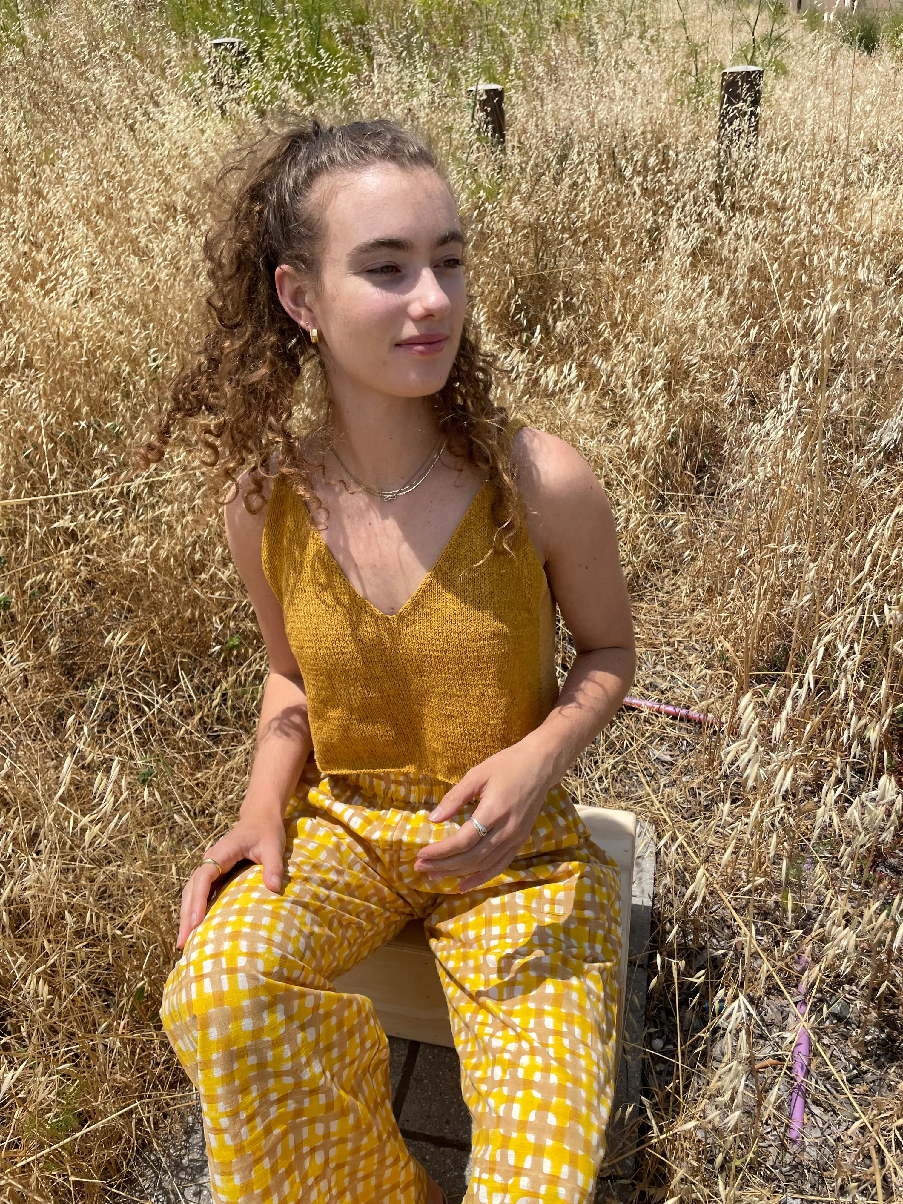 Mustard Tank Top, Hand Knit & Natural Dyes