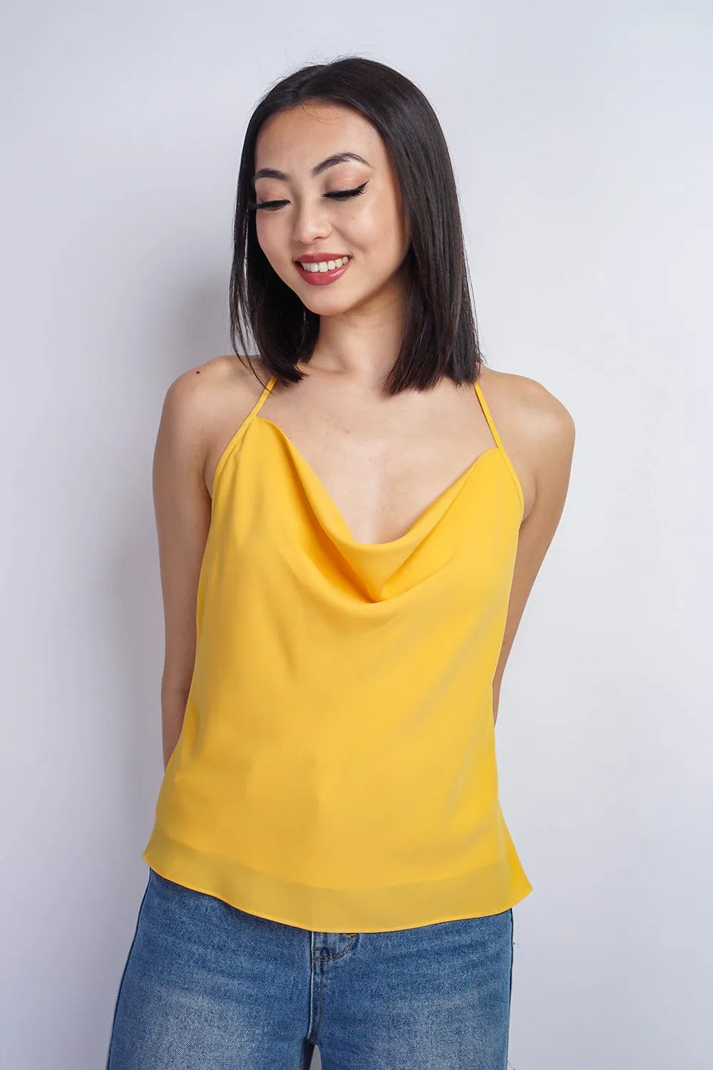 Mustard Yellow Colina Cowl Neck Top