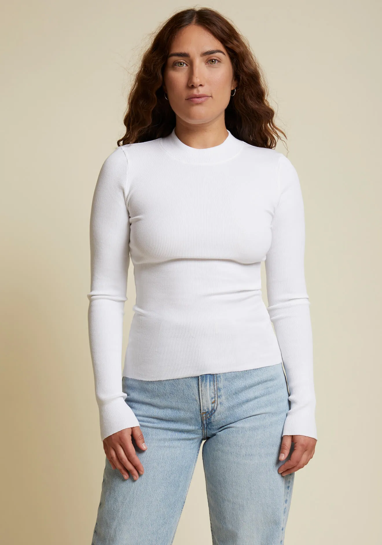 Nation LTD - Gina Slim Mock Neck in White