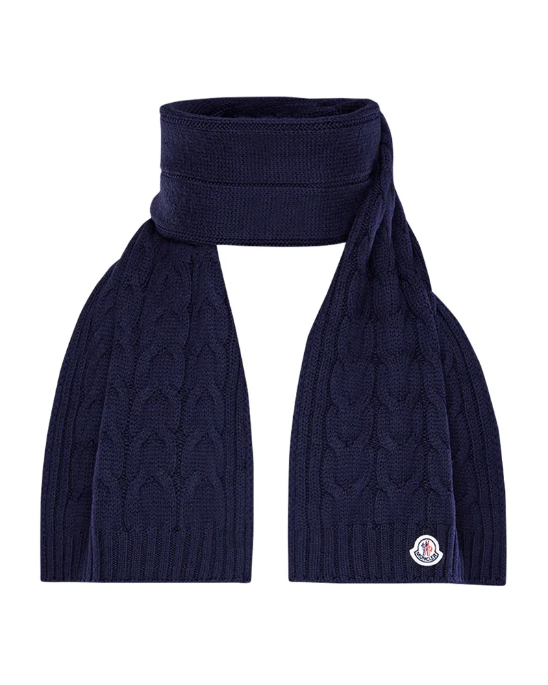 Navy Knit Wool Scarf