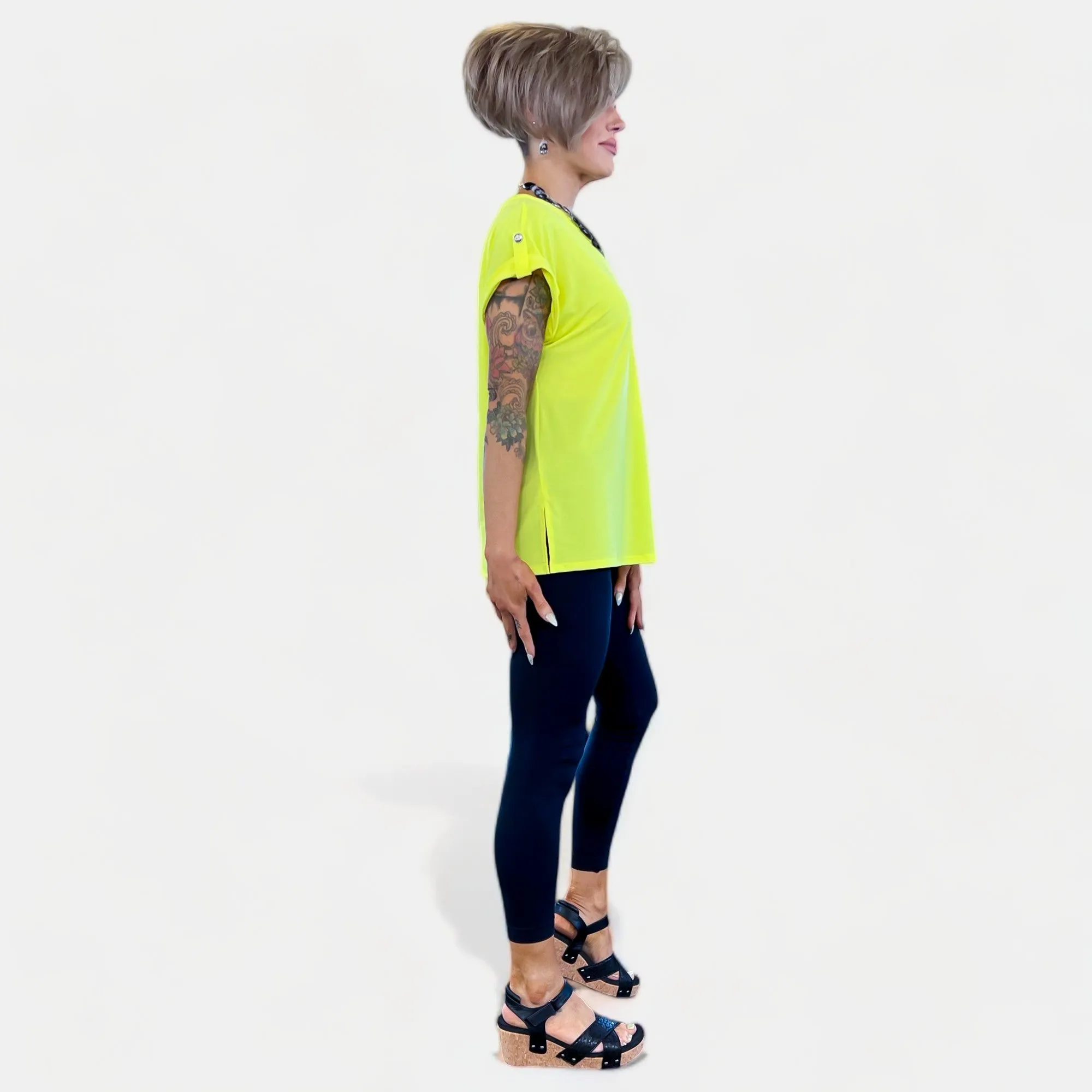 Neon Yellow Lizzy Short Sleeve Top [NO RETURNS]