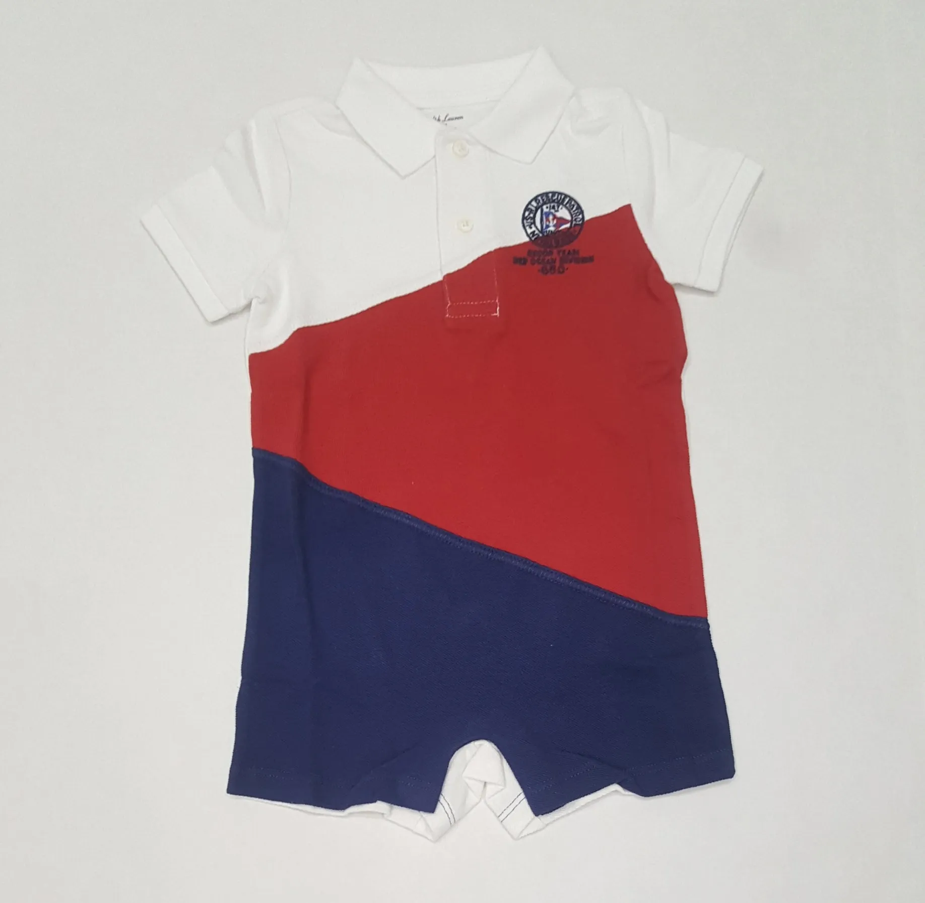 Nwt Infants Polo Ralph Lauren USRL Rescue Patrol Onesie (White/Red/Navy) (0-24)